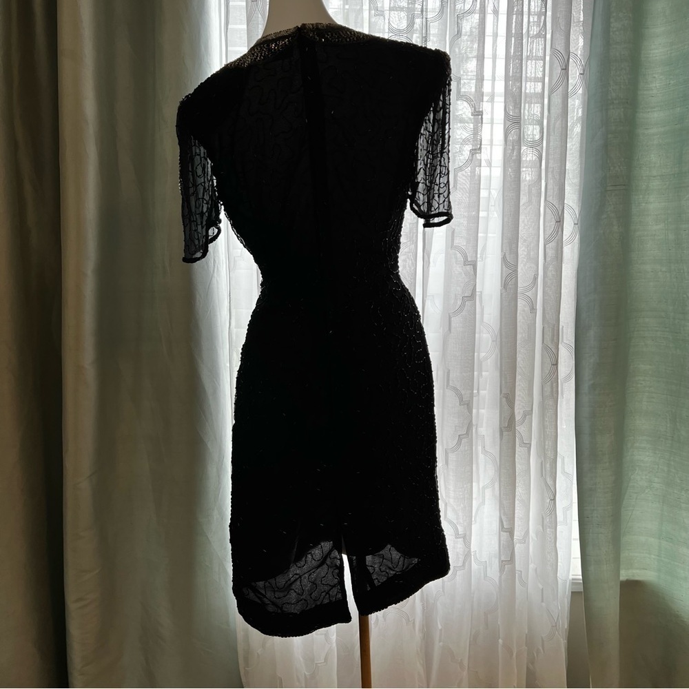 True 80’s Vintage AVENUE 7 CONTINENTAL FASHIONS INC Black Silk Heavy Beading S - Picture 14 of 16